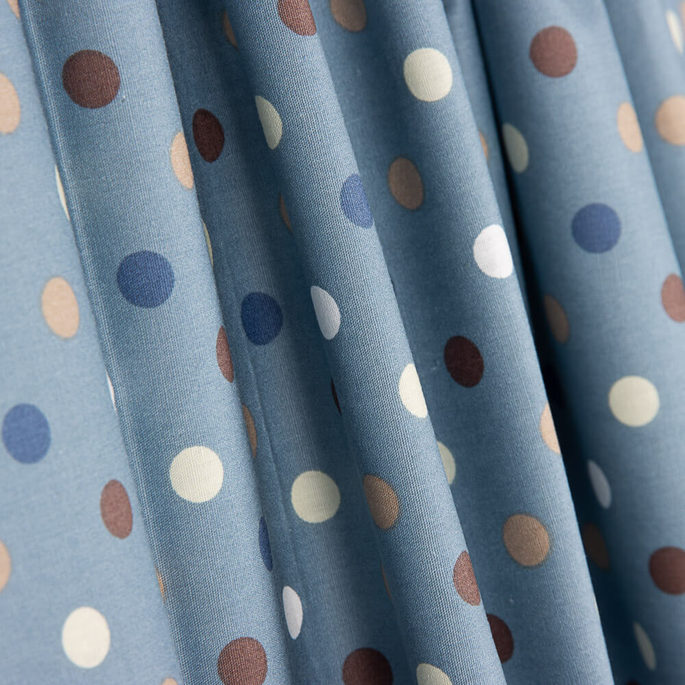 Baumwoll-Popeline Multi Dots Blau Denim - Ribes y Casals