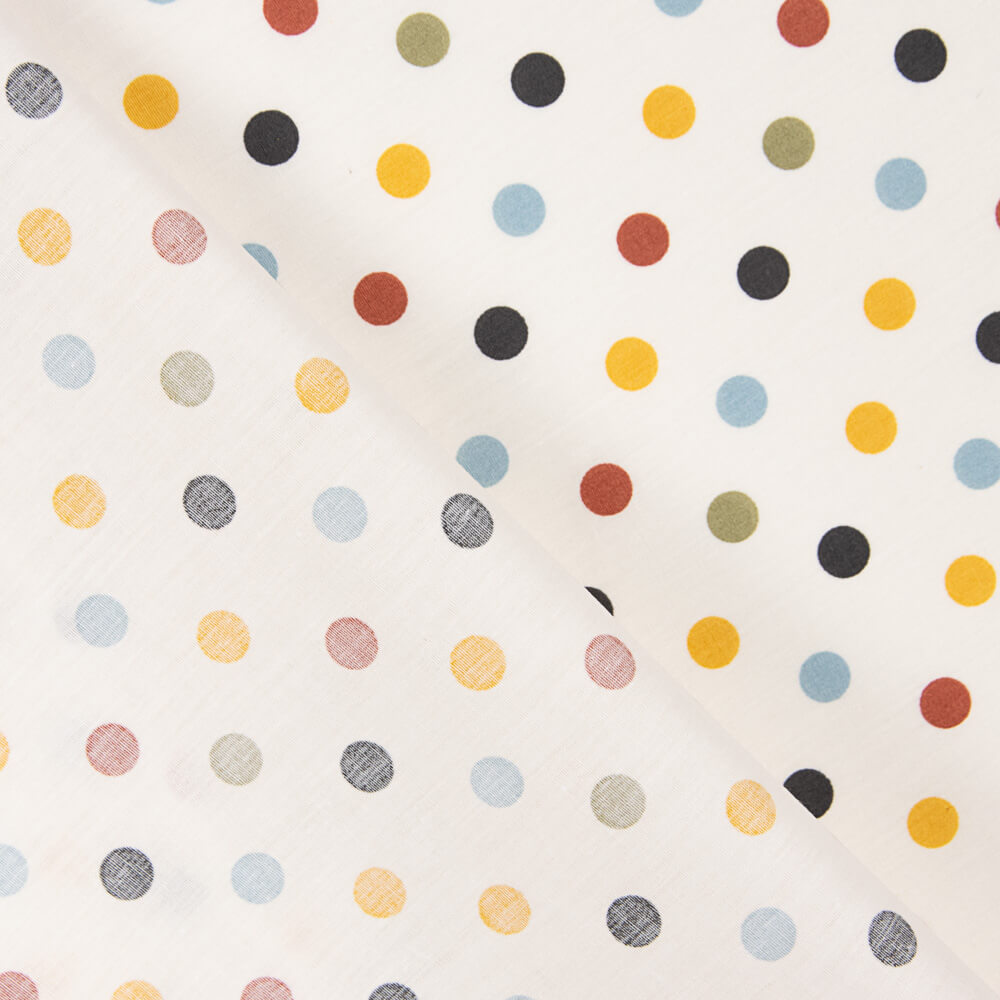 Baumwolle Popeline Multi Polka Dot Ecru - Ribes y Casals