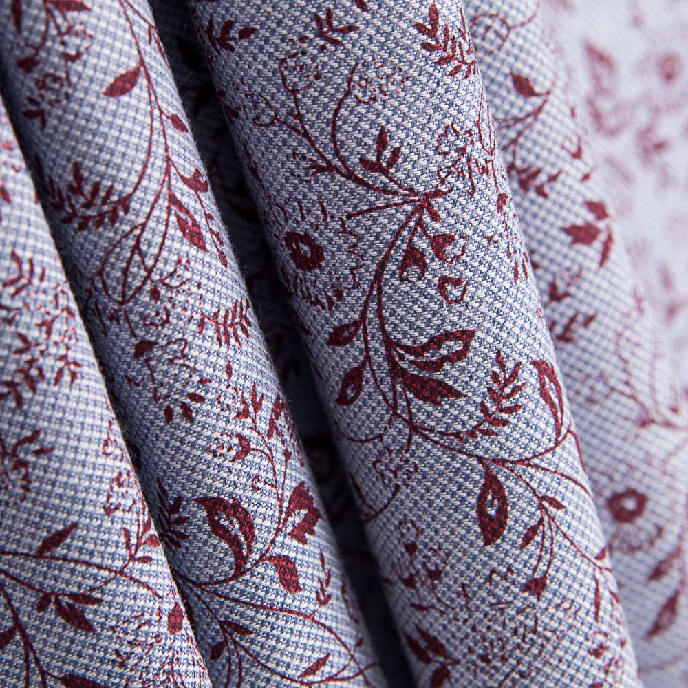 Cotton Oxford Floral Maroon - Ribes y Casals