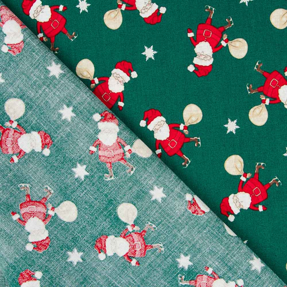 Baumwolle Weihnachtsmann Geschenke Grün - Ribes y Casals