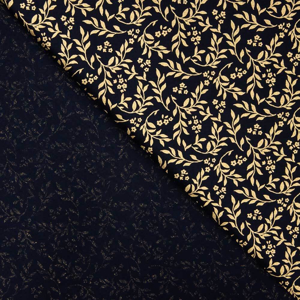 Popeline Baumwolle Popeline Golden Branches Navy - Ribes y Casals