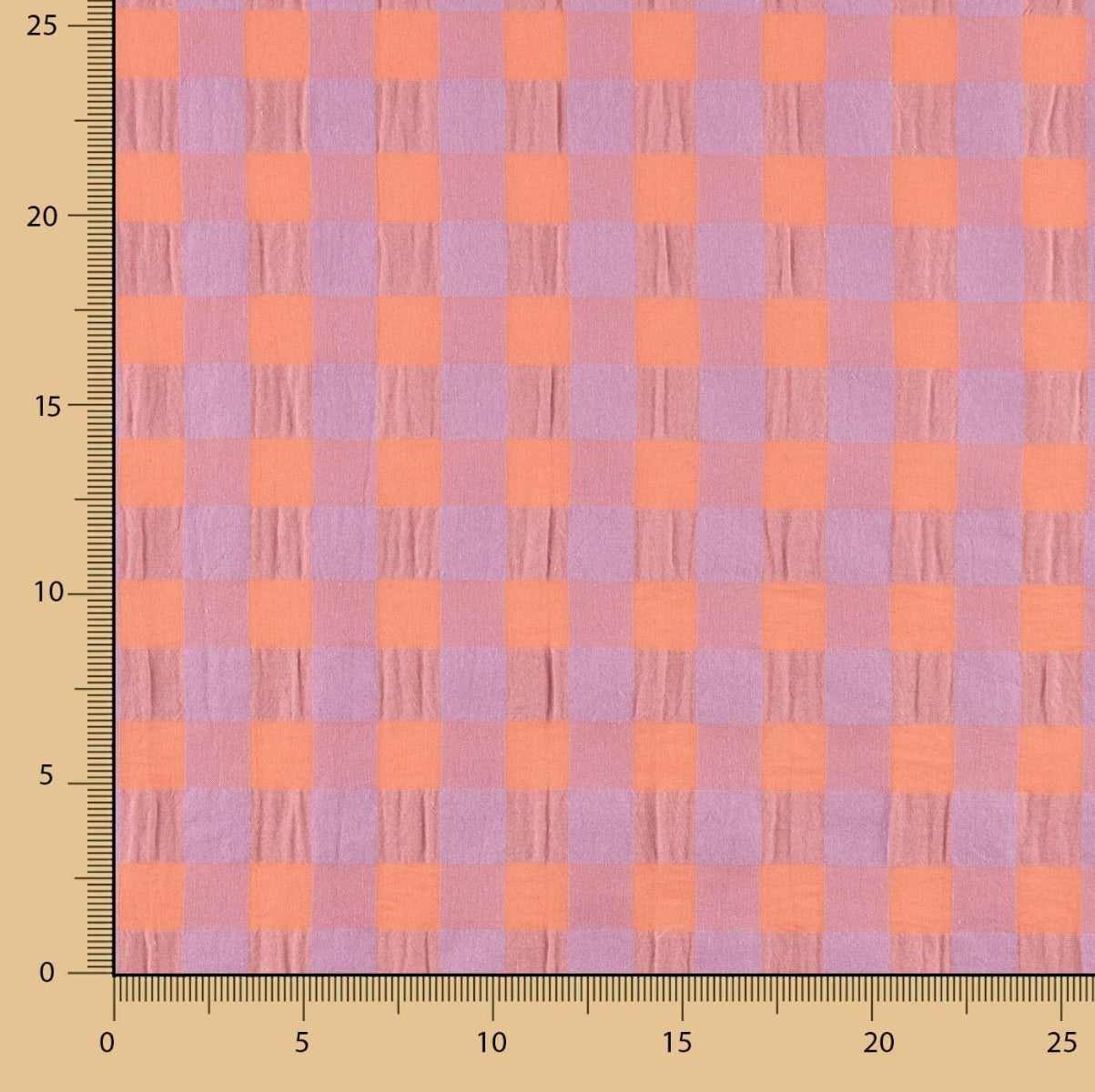 Seersucker-Baumwollreste Maxi Frame Orange/Mauve 65 x 140 cm - Ribes y Casals