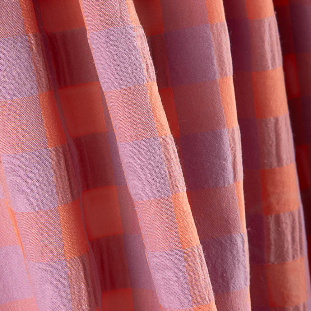 Seersucker-Baumwollreste Maxi Frame Orange/Mauve 65 x 140 cm - Ribes y Casals