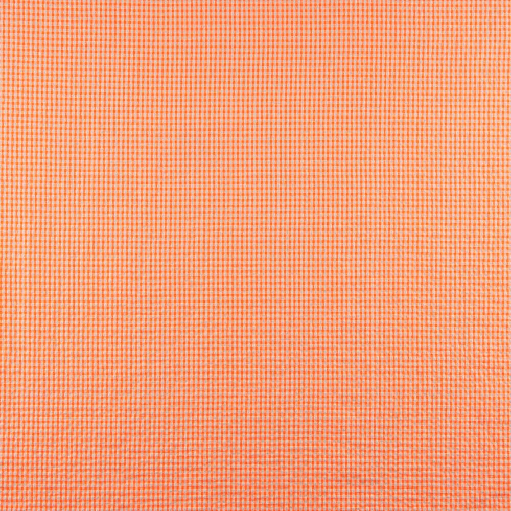 Seersucker Cotton Mini Square Orange Fluor Cotton - Ribes y Casals