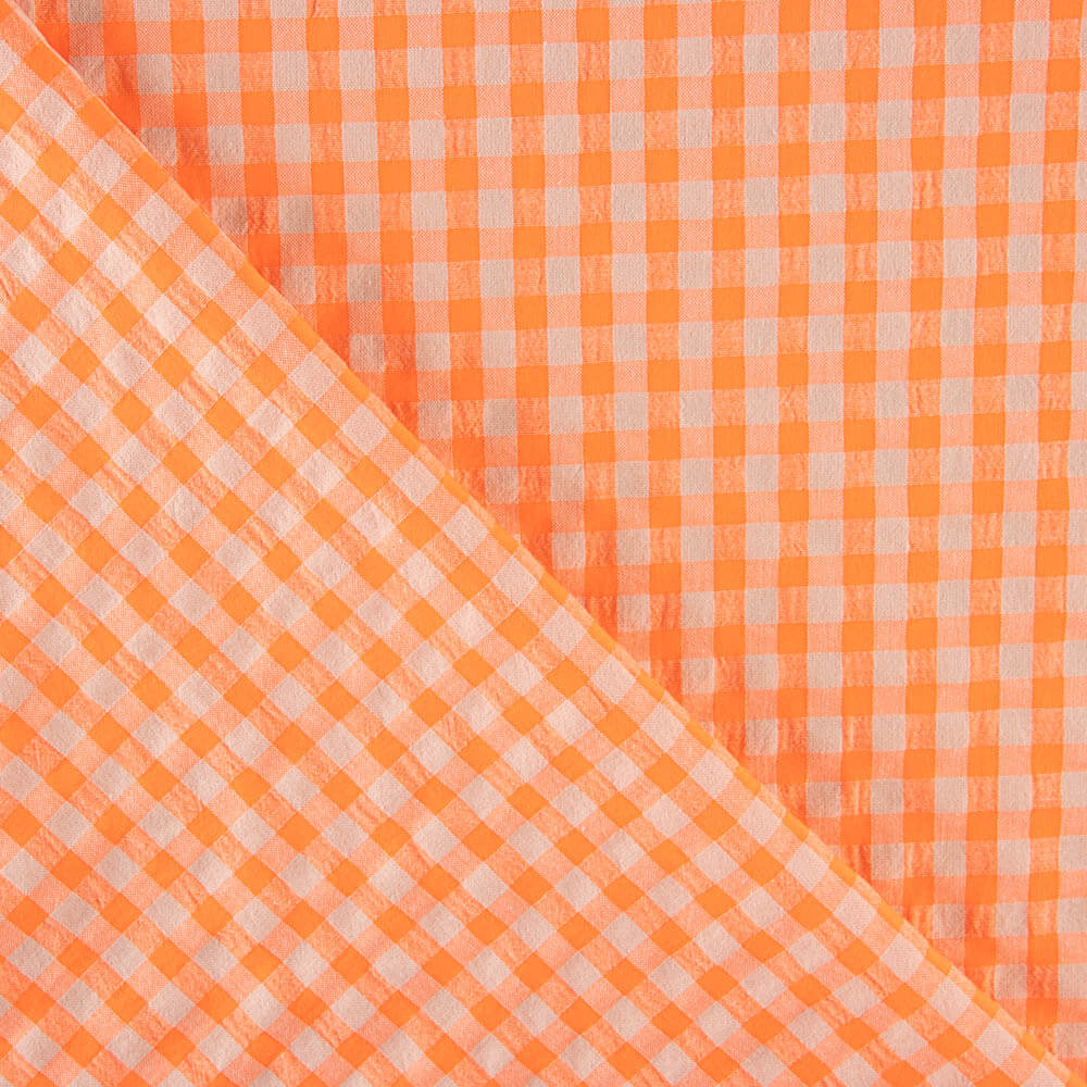 Seersucker Baumwolle Medium Square Medium Orange Fluor Orange - Ribes y Casals
