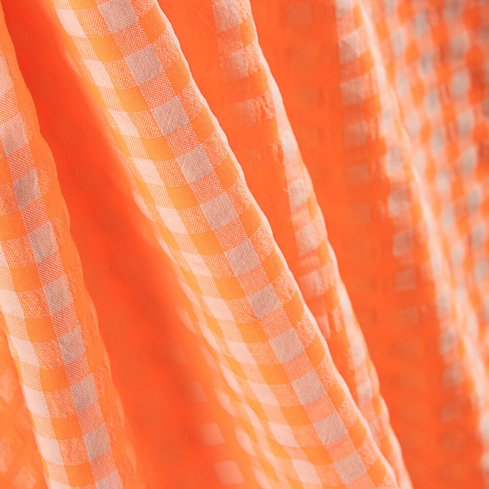 Seersucker Baumwolle Medium Square Medium Orange Fluor Orange - Ribes y Casals