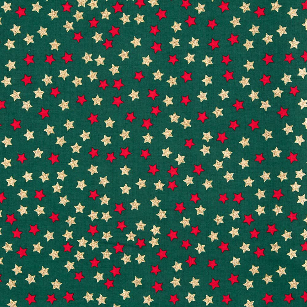 Weihnachten Grün Baumwolle Weihnachten Sterne Lackiert Gold - Ribes y Casals