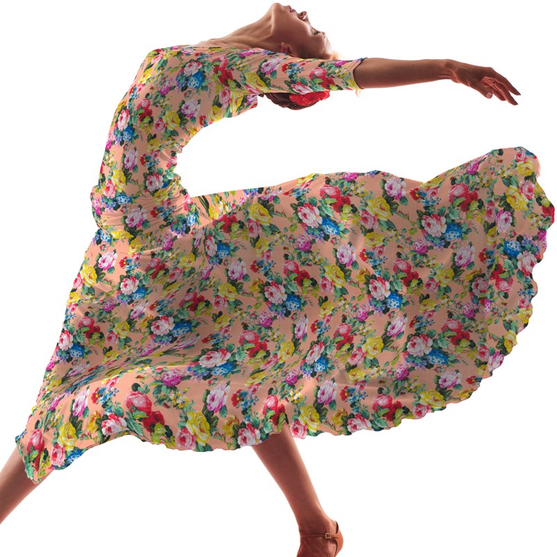 Flamenco Blume Bedruckte Baumwolle Salmón - Ribes y Casals