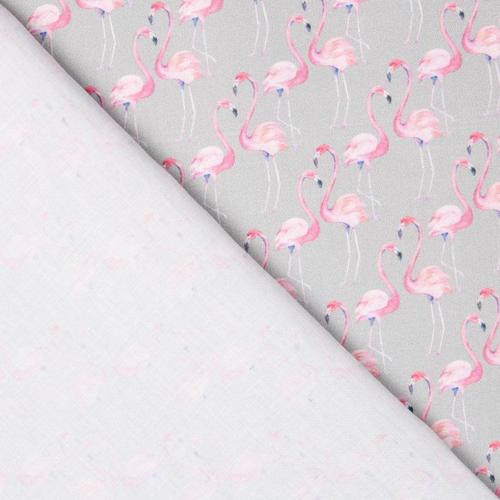 Baumwolle Flamingos Grau - Ribes y Casals