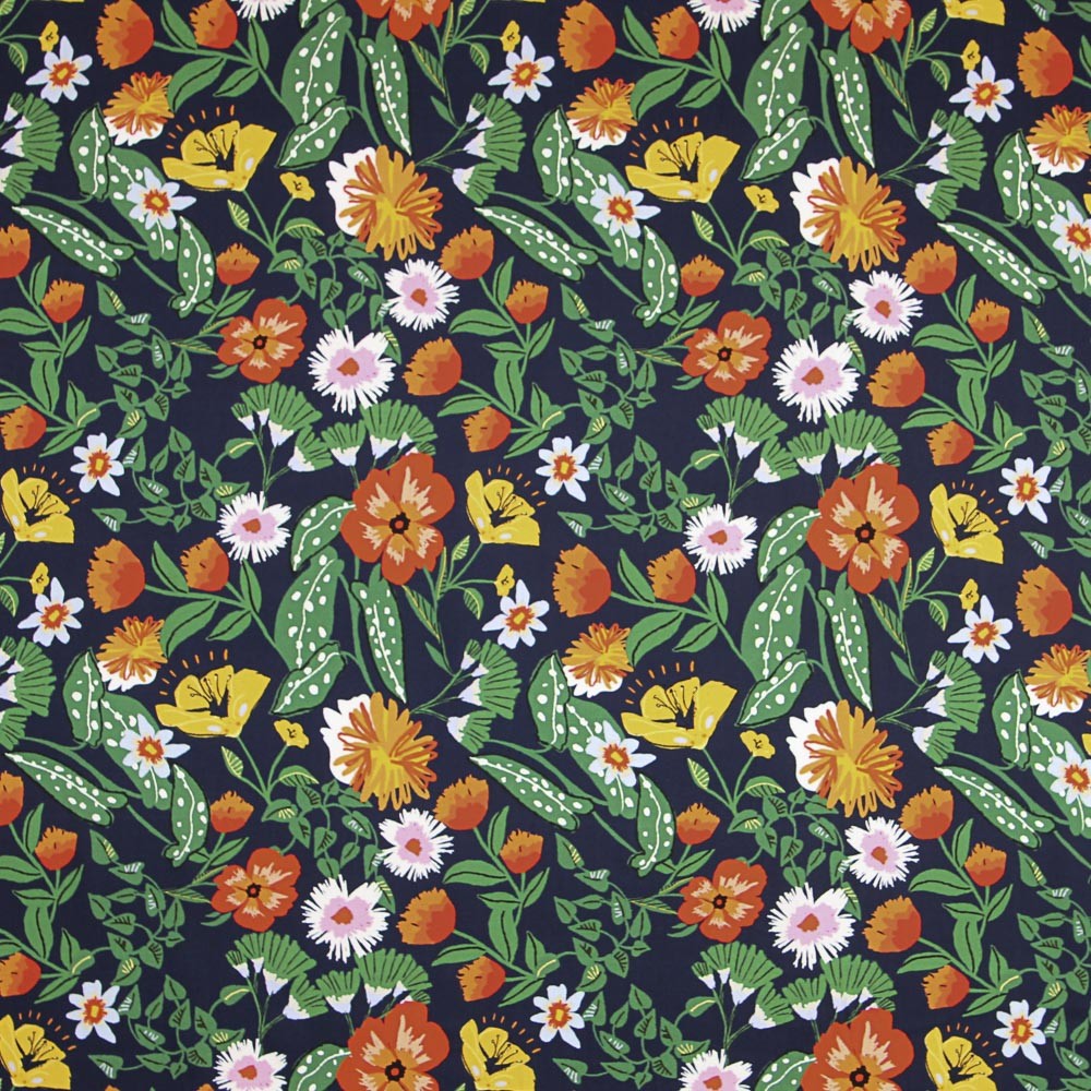 Baumwolle Moda Botanic Navy - Ribes y Casals