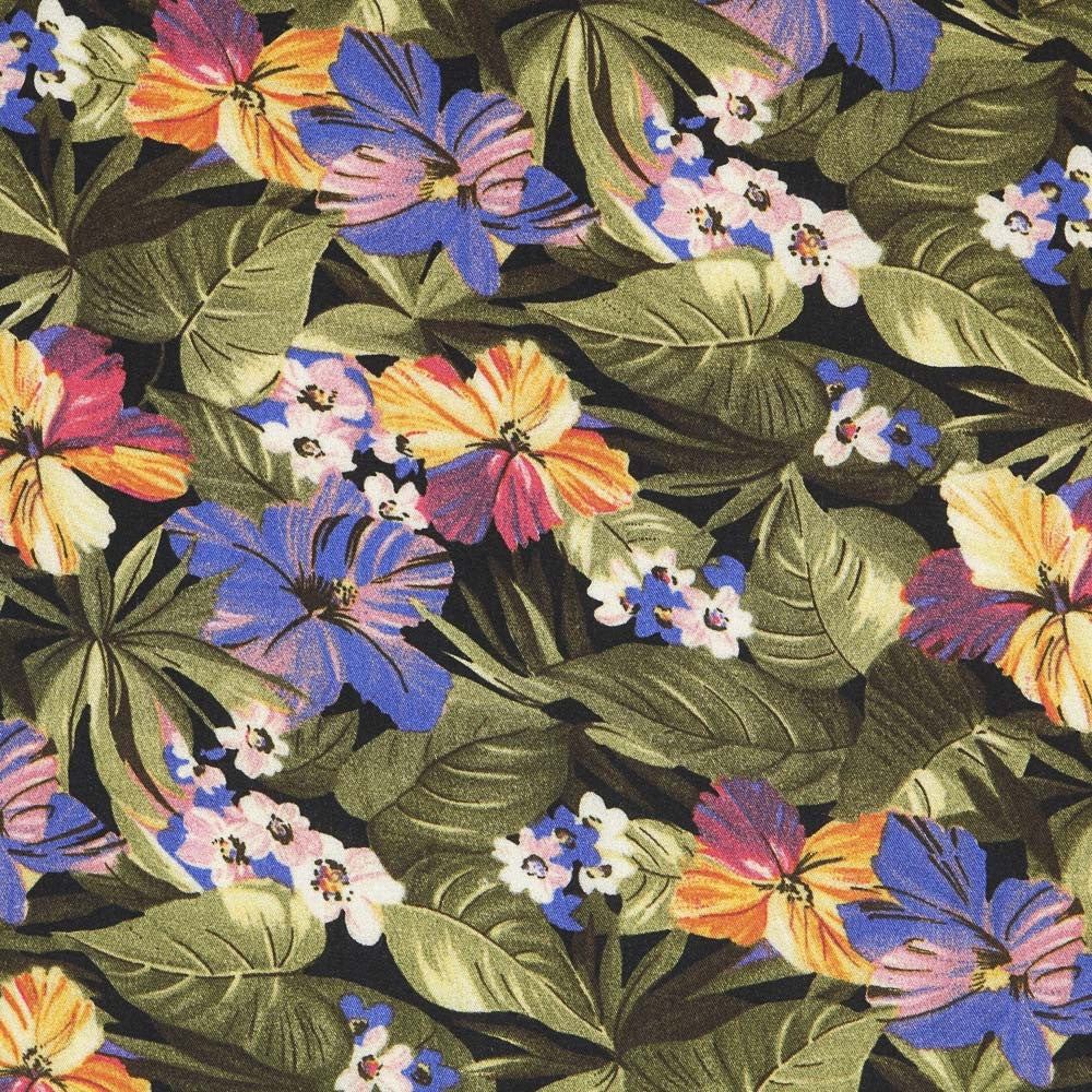 Cotton Moda Hibiskus Schwarz - Ribes y Casals