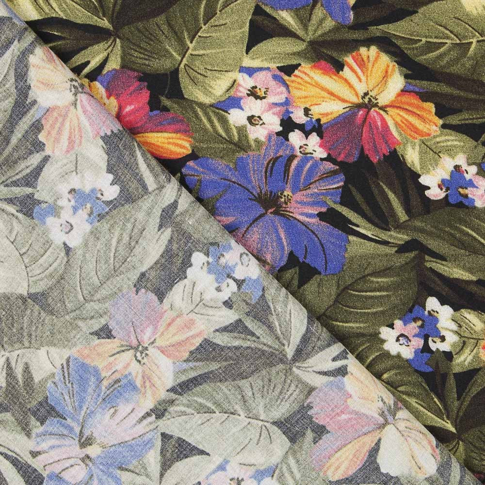 Cotton Moda Hibiskus Schwarz - Ribes y Casals