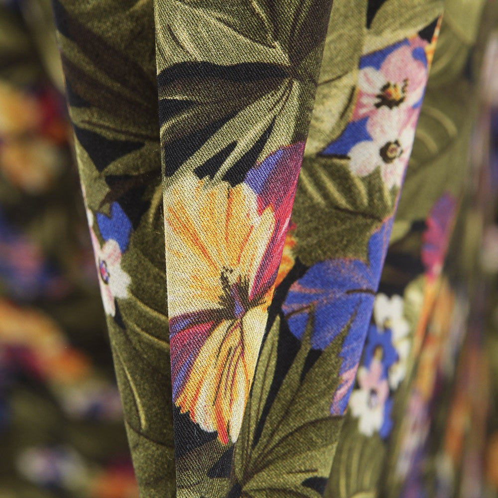 Cotton Moda Hibiskus Schwarz - Ribes y Casals