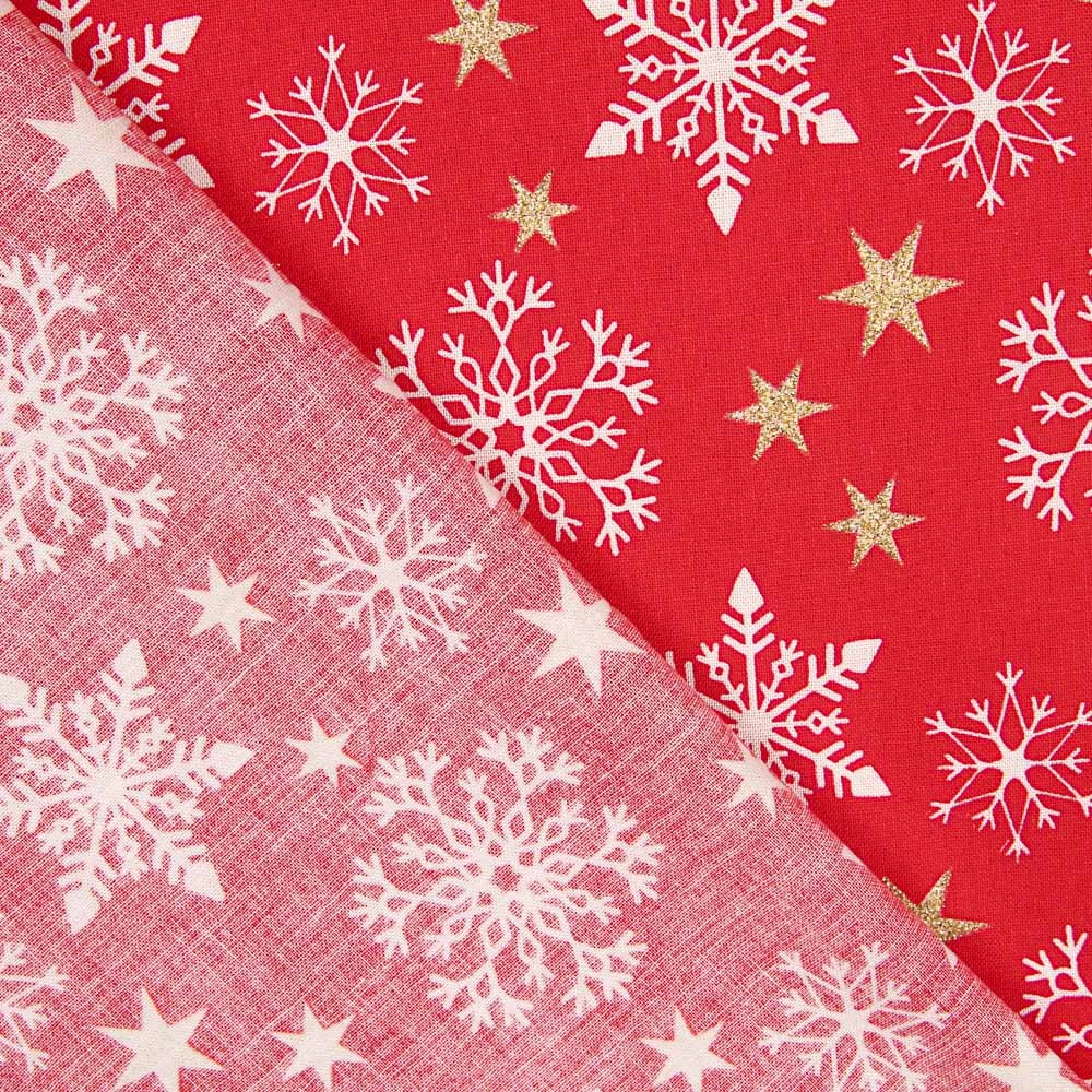 Weihnachten Baumwolle Baumwolle Goldene Sterne Rot - Ribes y Casals