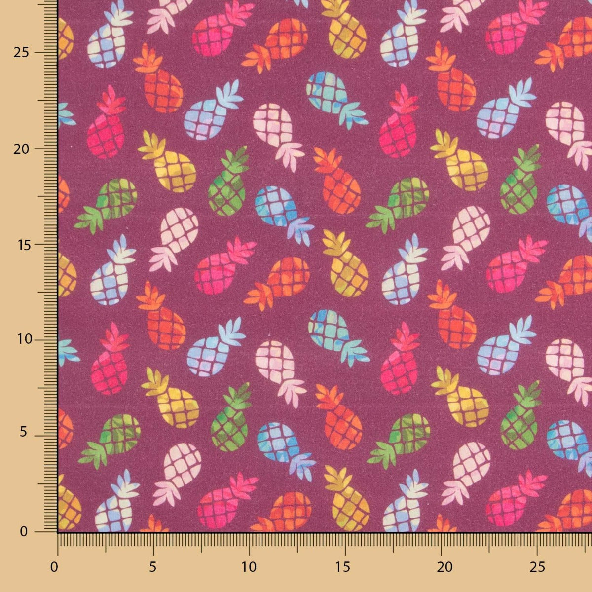 Baumwolle Popeline Baumwolle Ananas Granat - Ribes y Casals