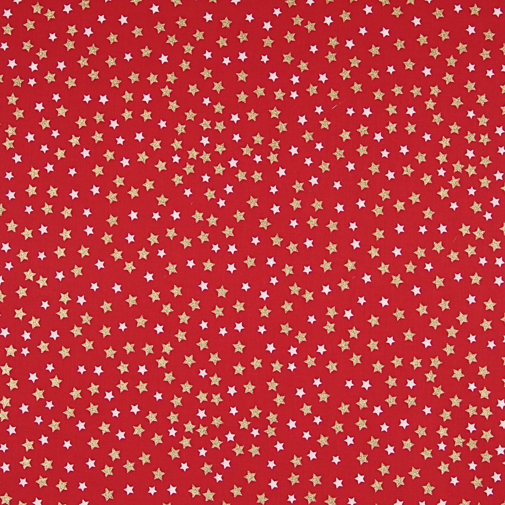 Rote Baumwoll-Weihnachtssterne Gold lackiert - Ribes y Casals