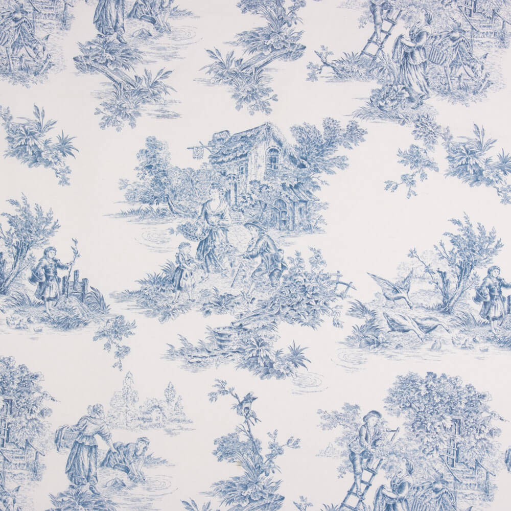 Beize Harz Tischtuch Toile de Jouy Blau - Ribes y Casals