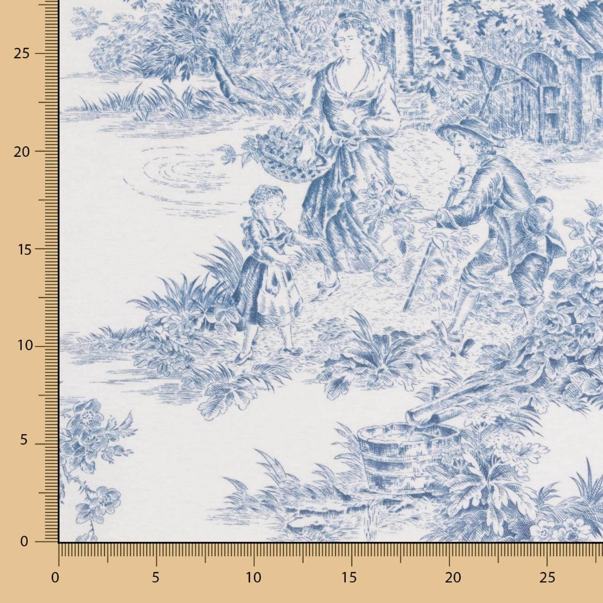 Beize Harz Tischtuch Toile de Jouy Blau - Ribes y Casals