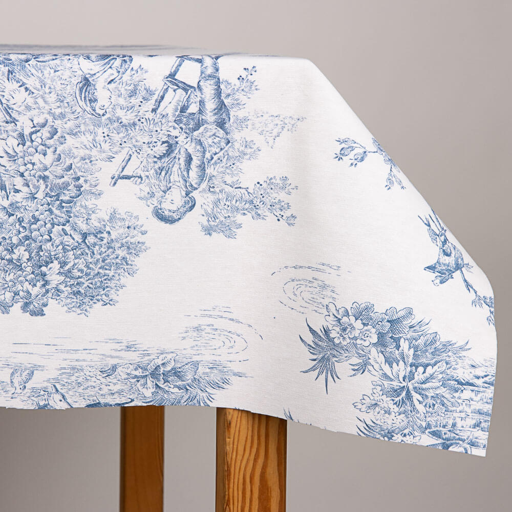Beize Harz Tischtuch Toile de Jouy Blau - Ribes y Casals