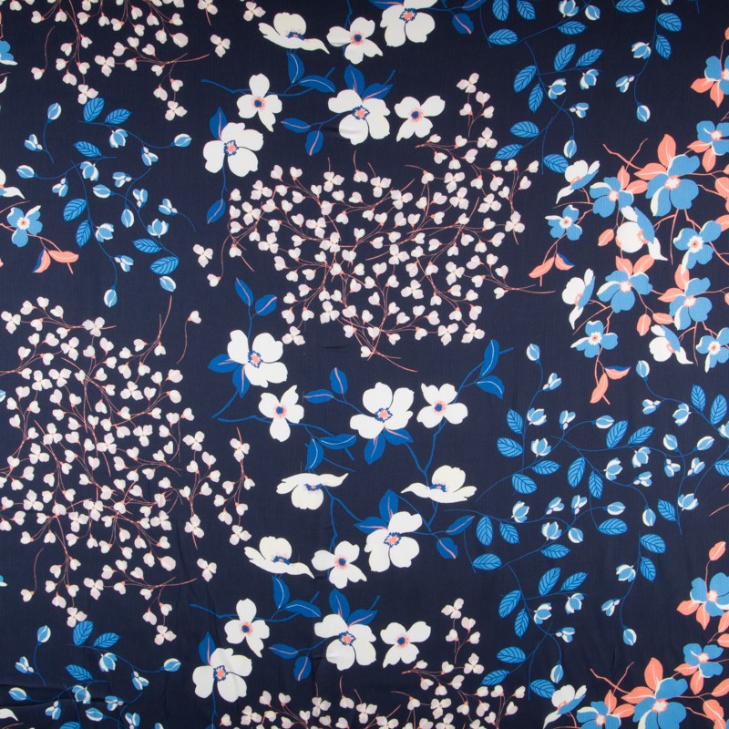 Bambula Satin Floral Blau - Ribes y Casals