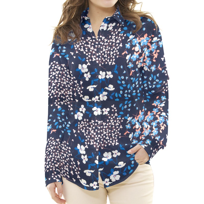 Bambula Satin Floral Blau - Ribes y Casals
