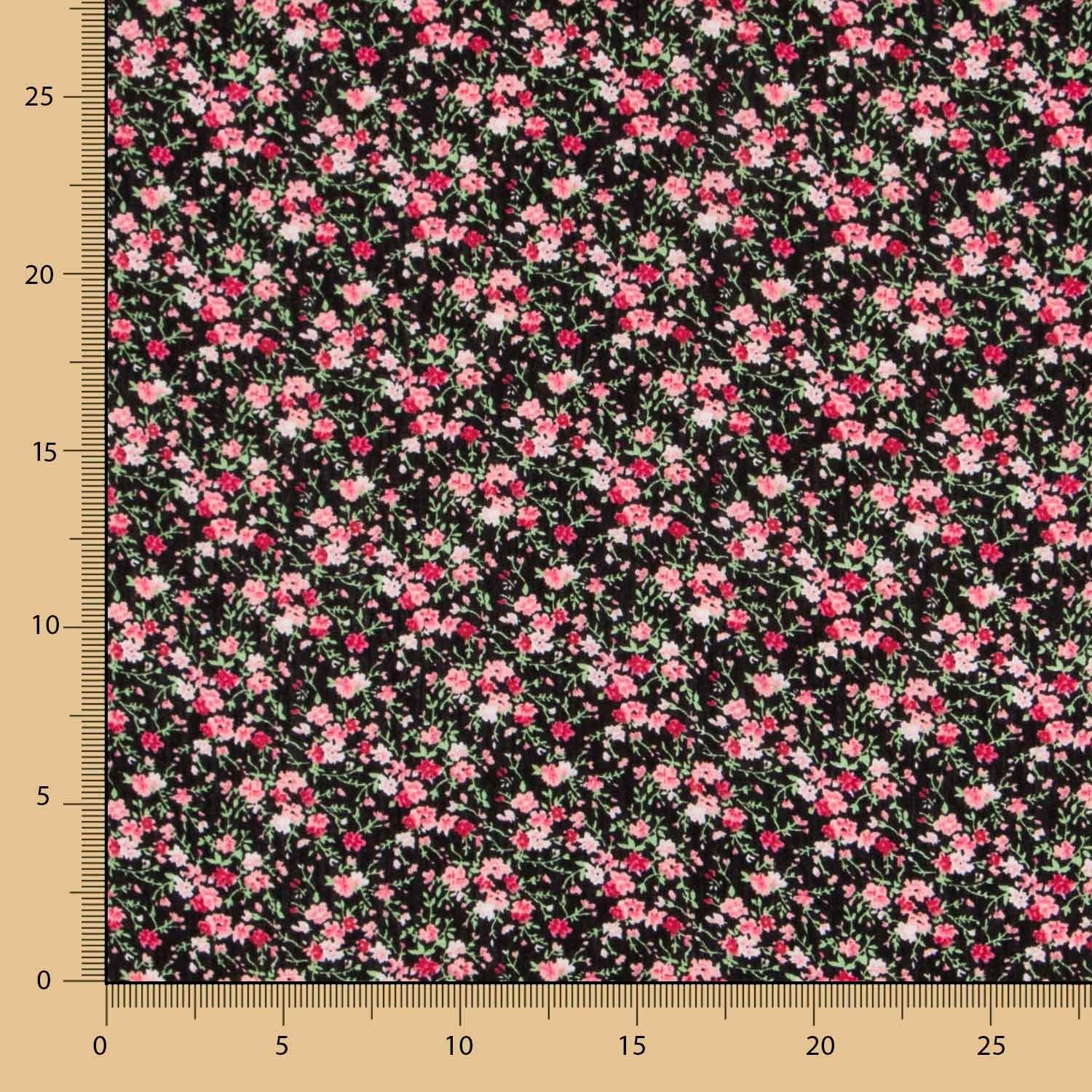 Bambula Viskose Kleine Blume Schwarz - Ribes y Casals