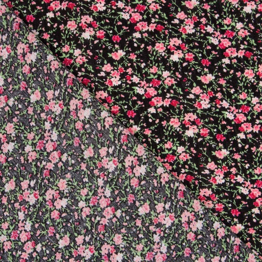 Bambula Viskose Kleine Blume Schwarz - Ribes y Casals