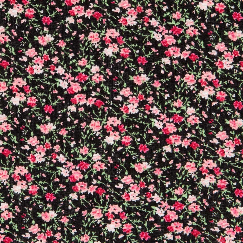 Bambula Viskose Kleine Blume Schwarz - Ribes y Casals