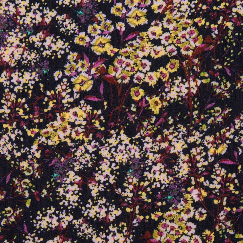 Bambula Viskose Floral Gelb Rosa - Ribes y Casals