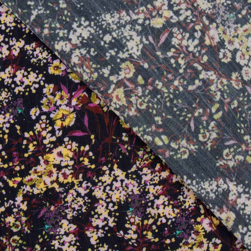 Bambula Viskose Floral Gelb Rosa - Ribes y Casals