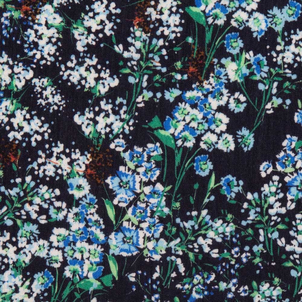 Bambula Viskose Floral Mitternachtsblau - Ribes y Casals