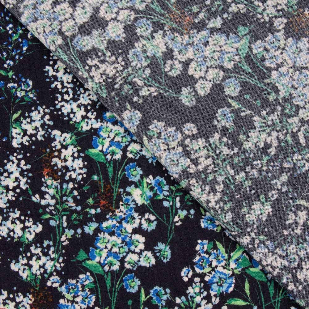 Bambula Viskose Floral Mitternachtsblau - Ribes y Casals
