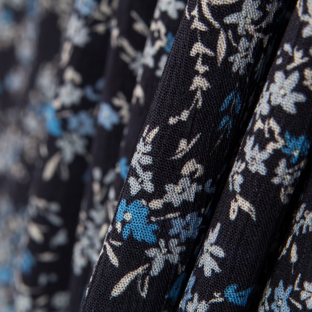 Bambula Viskose Blumen Hellblau - Ribes y Casals