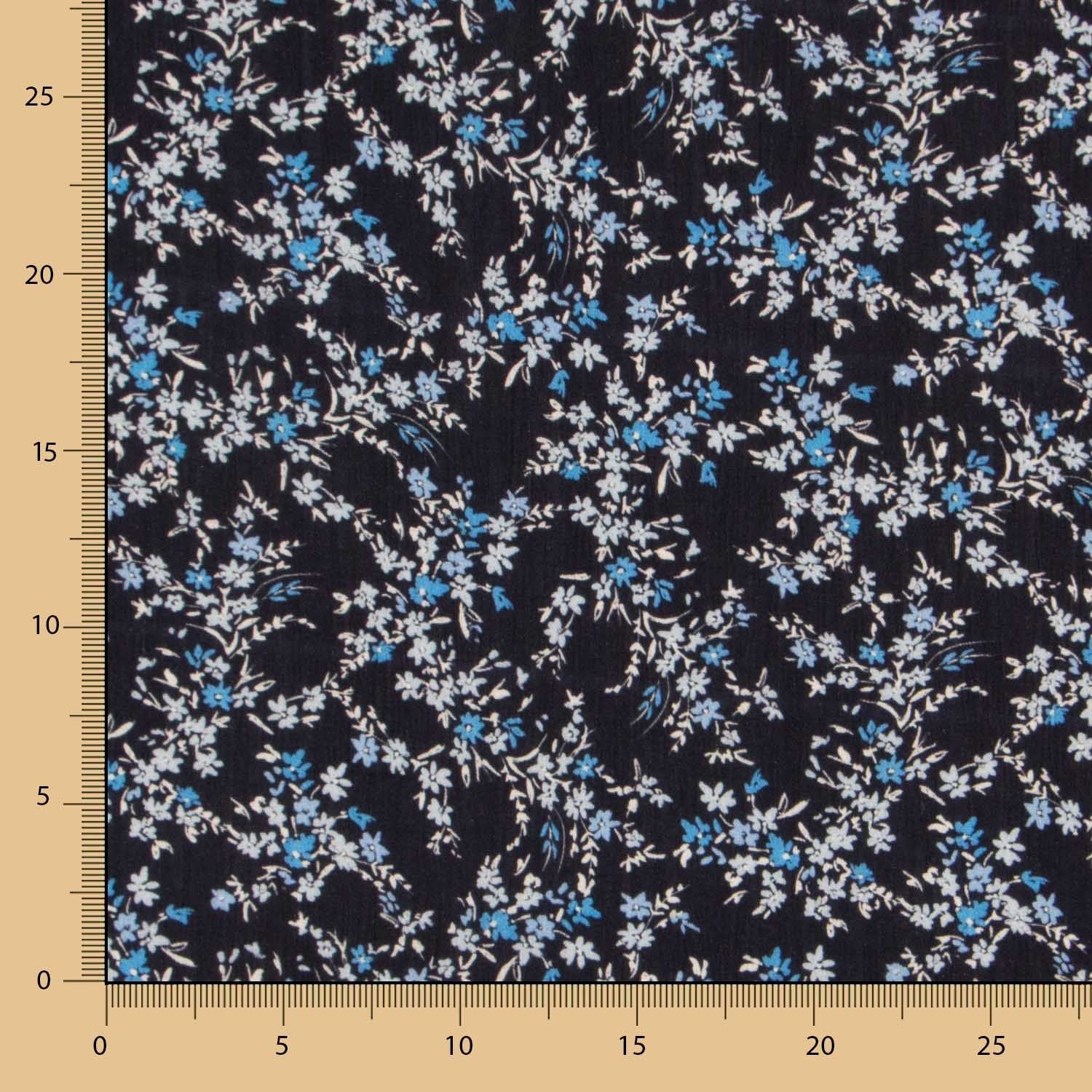 Bambula Viskose Blumen Hellblau - Ribes y Casals