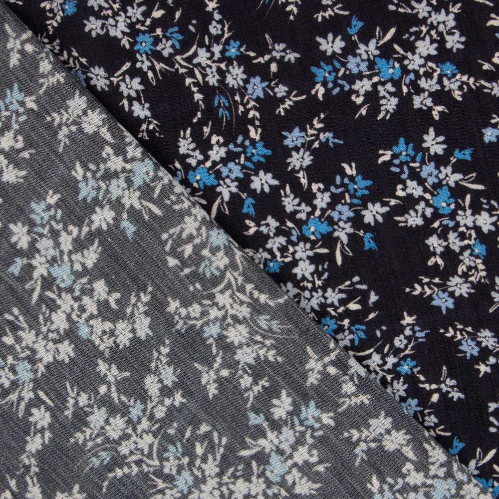 Bambula Viskose Blumen Hellblau - Ribes y Casals