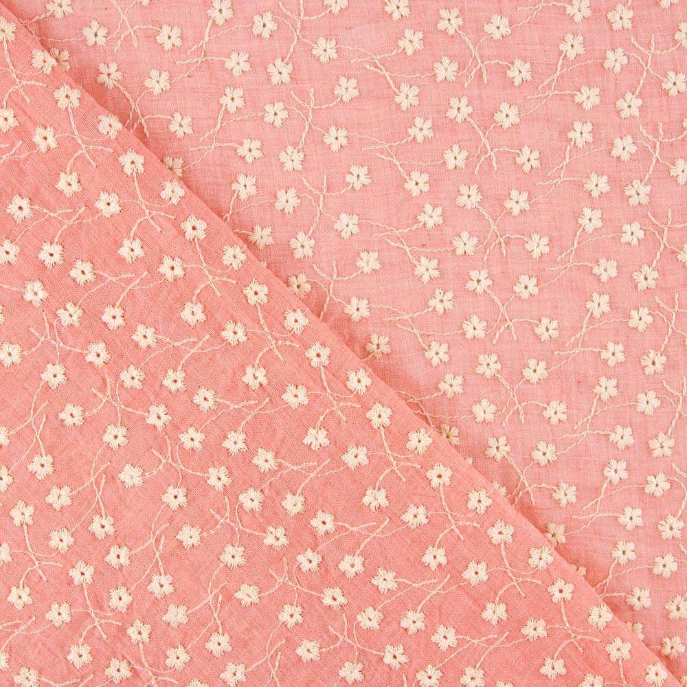 Bambula Cotton Swiss Coral Stickerei - Ribes y Casals