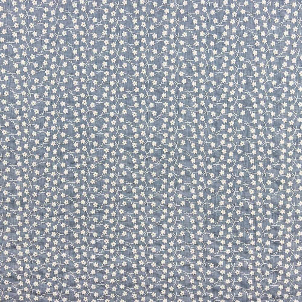 Bambula Cotton Swiss Embroidery Blue Denim - Ribes y Casals