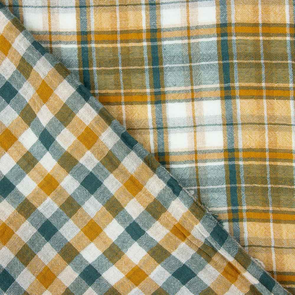 Reversible Vichy-Doppelmull grün-ocker - Ribes y Casals