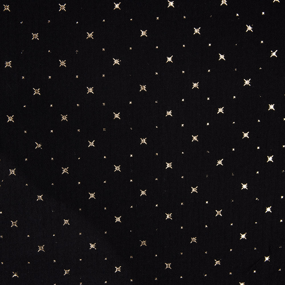 Lurex Sterne Baumwolle Musselin Schwarz - Ribes y Casals