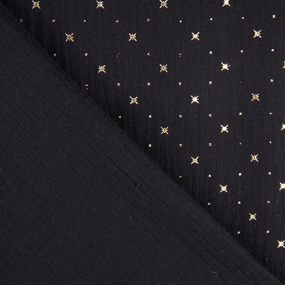Lurex Sterne Baumwolle Musselin Schwarz - Ribes y Casals