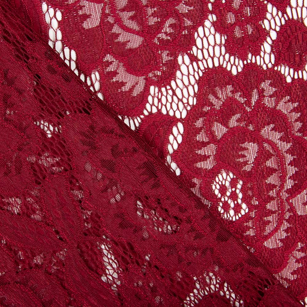 Granat Spandex Blonda Blumen Granat - mit Breite 145 cm - Ribes y Casals