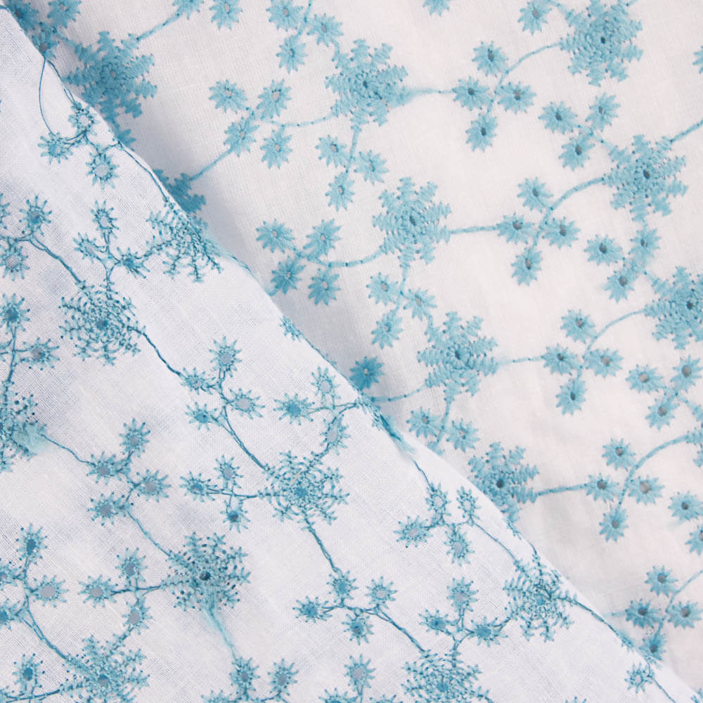 Schweizer Stickerei Mini Blume Blau - Ribes y Casals