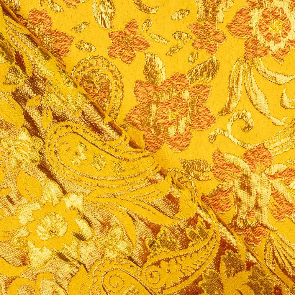 Brokat Lurex Blume Gelb Rot Golden - Ribes y Casals