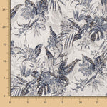 Brokat Tropical Leaf Blau - Ribes y Casals
