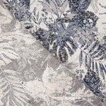 Brokat Tropical Leaf Blau - Ribes y Casals