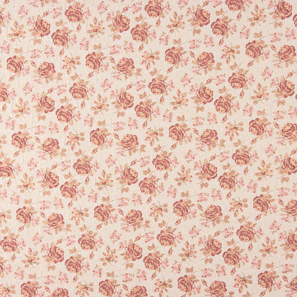 Brokat Englische Blume Granat - Ribes y Casals