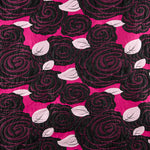 Brokat Schwarz Rosen Fuchsia - Ribes y Casals