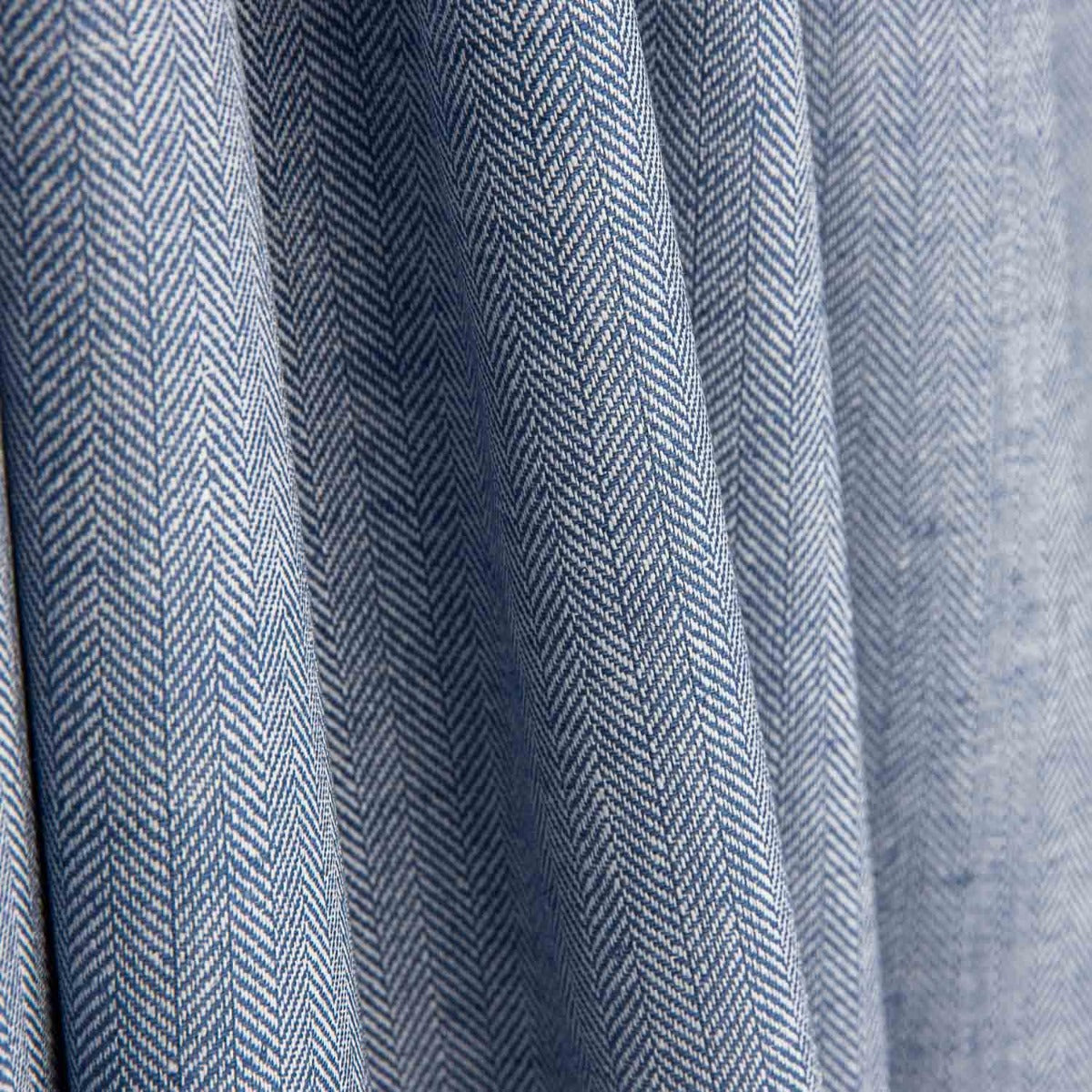 Chambray Baumwolle-Leinen Herringbone Blau - Ribes y Casals