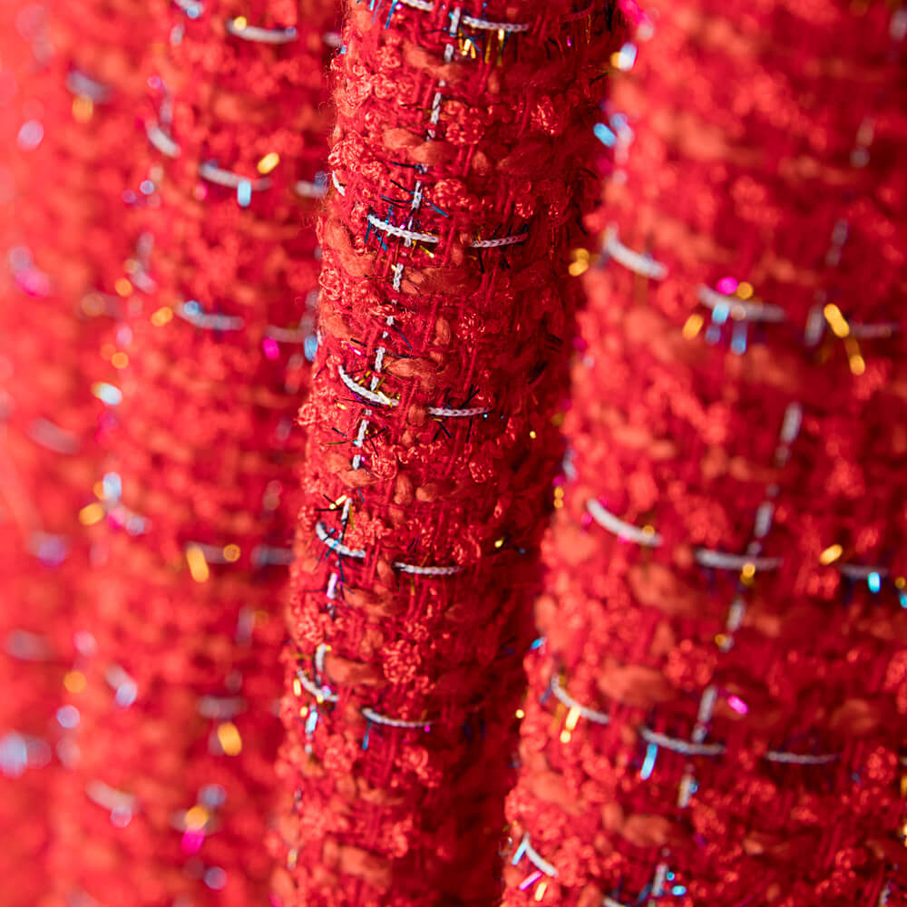 Tweed Wolle Lurex Rot - Ribes y Casals