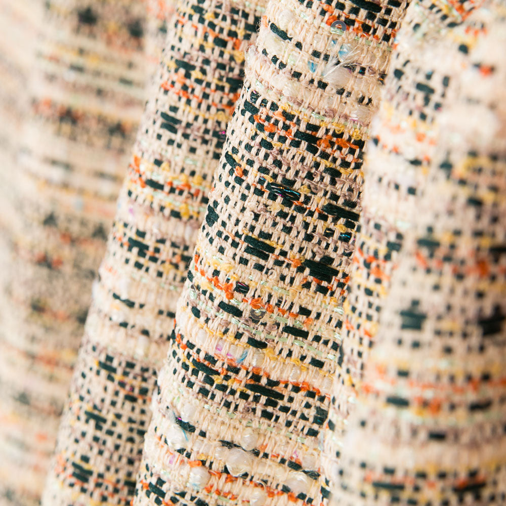 Tweed gestreiftes gelbes Lamé - Ribes y Casals